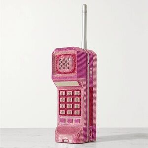 Judith Leiber Pink Brick Phone Text Me Clutch Bag